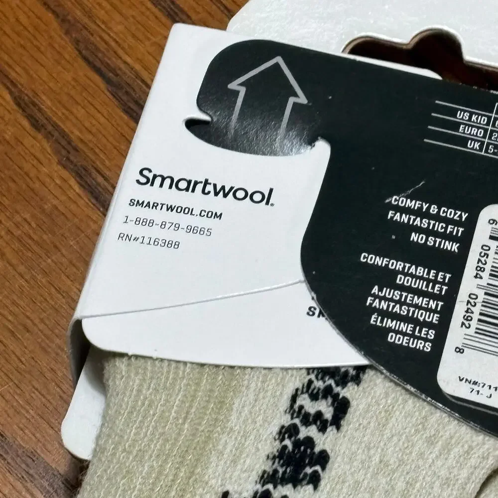 Smart Wool Children's Winter Comfy Cozy Hiking Oatmeal Crew Socks New Large